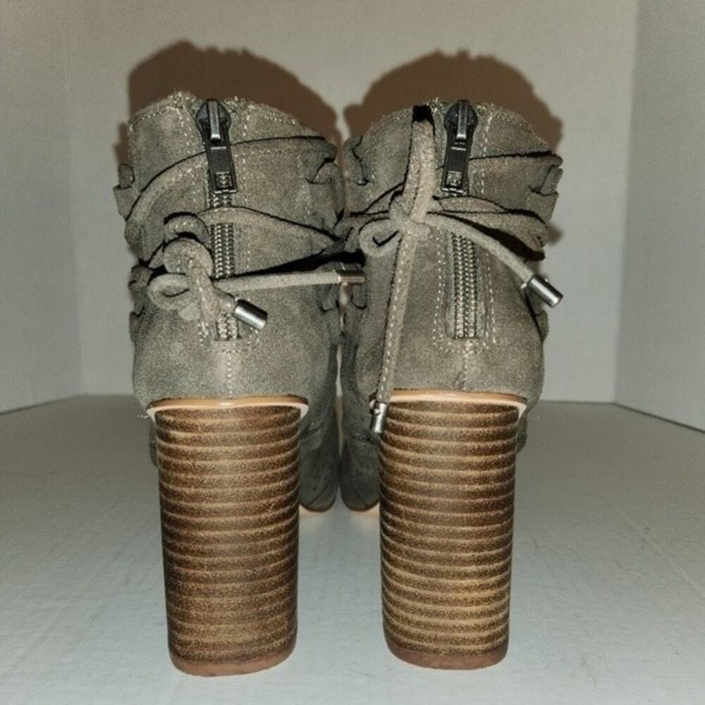 VERY VOLATILE VV Kalio Grey Gray Wrap Around Suede Peep Toe Shoetie Womens 9 - Picture 3 of 11